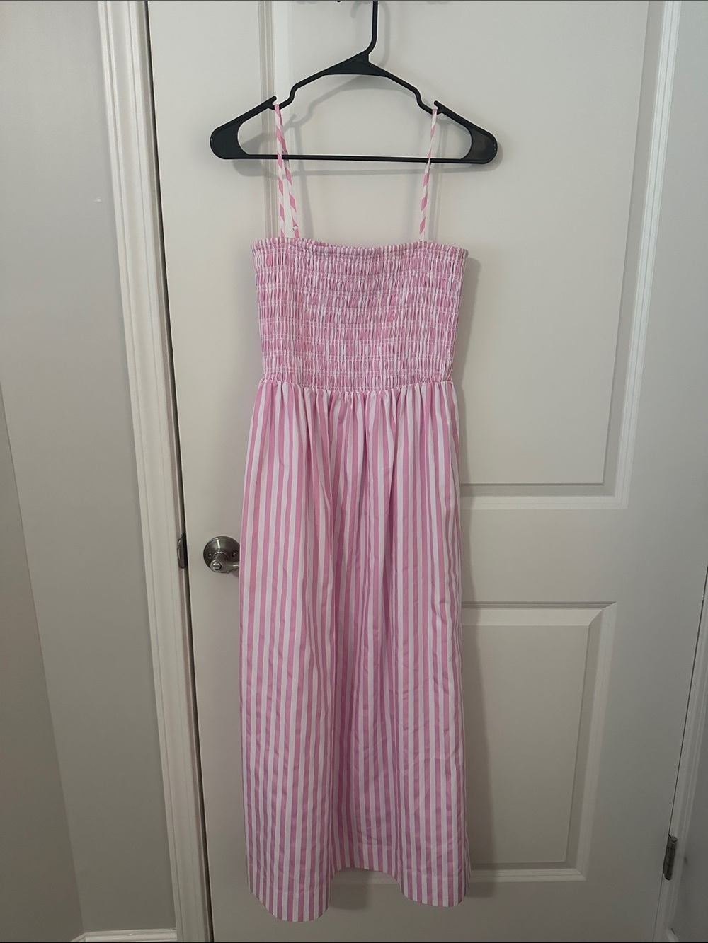 Gianni Bini Pink and White Striped Smocked Dress